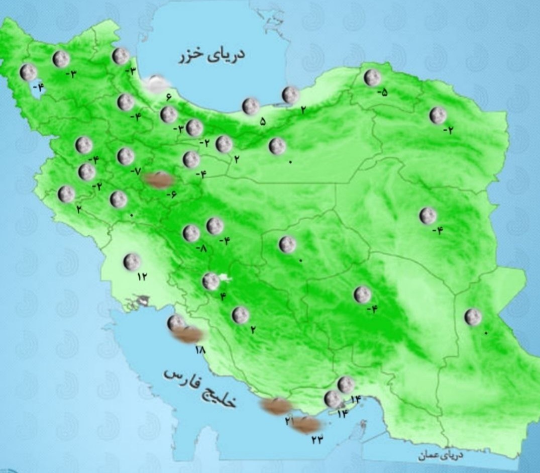 هواشناسی ۱۵ آذر ۱۴۰۳/ رگبار پراکنده باران در غرب و جنوب غرب ایران