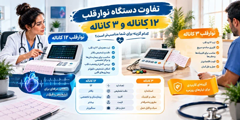 تفاوت دستگاه نوارقلب 12 کاناله و 3 کاناله